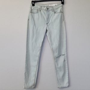Rag & Bone High White Wash Denim Distressed High-Rise Sits Below Waist Size 25
